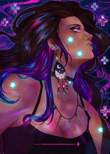 neon visions" (2026) Digital Illustration | 58th Red Cloud Art Show Debut