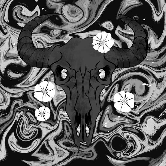 "Medicine Skulls: Buffalo Glories" (2023) Digital Illustration