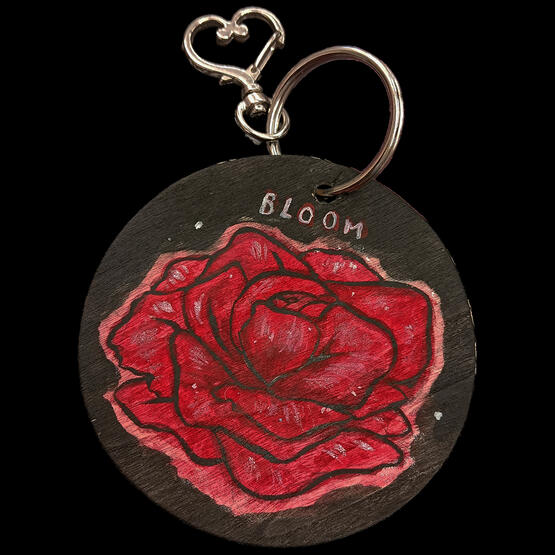 "bloom, rose" | (2024) Gouache &amp; Watercolor on Wood Charm