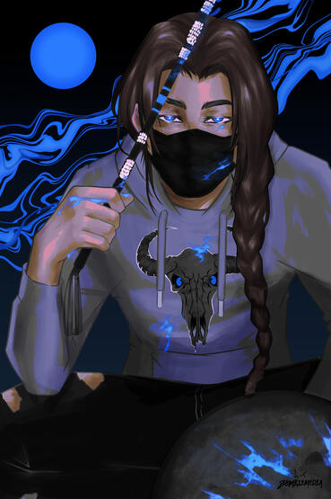 "neon drum 2.0" (2023) Neon Memories: Pop Up Exhibition 2024 | Digital Illustration